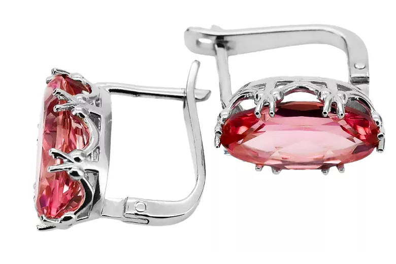 Sterling silver 925 Ruby Earrings Vintage Jewlery vec021s